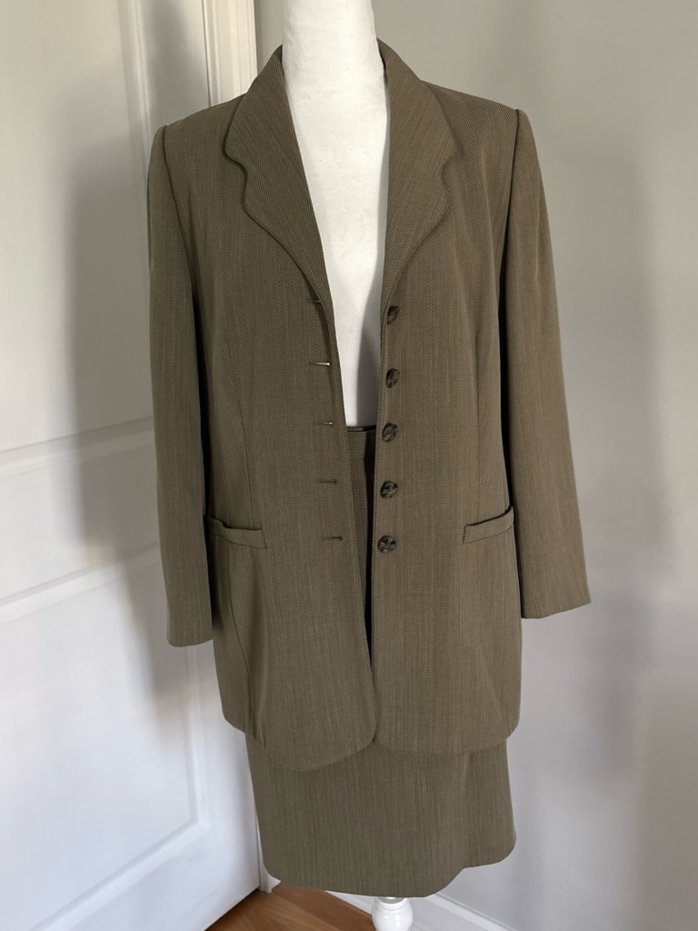 Escada Olive-Taupe Women's Skirt Suit